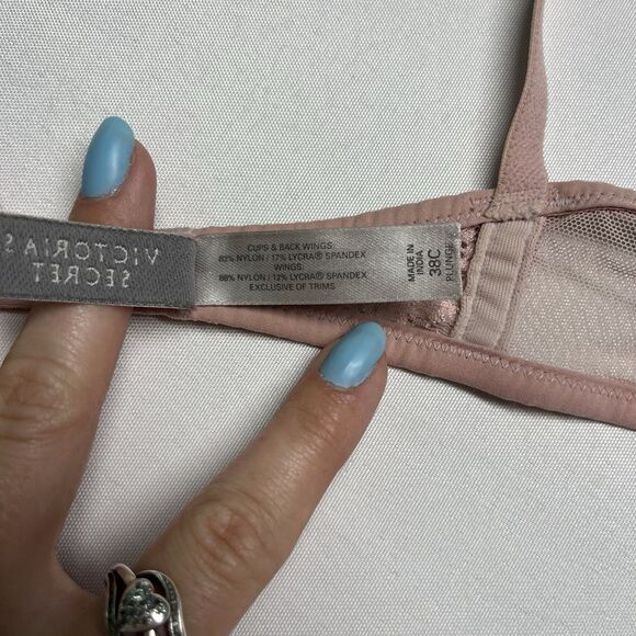 Victoria's Secret Pink Sheer Lace Plunge Bra Women’s 38C - Picture 11 of 11